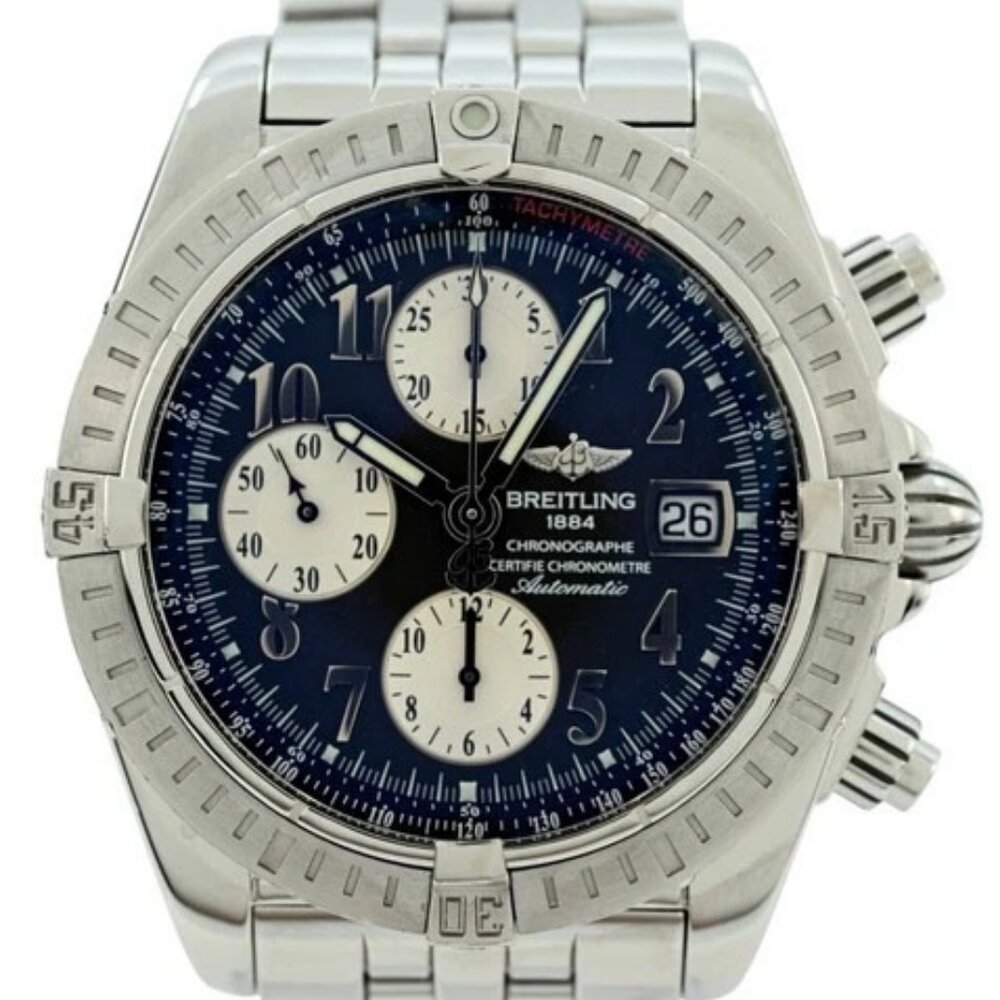 Breitling Men's 44mm Chronomat Evolution Swiss Auto Grey Dial SS Watch- A13356!